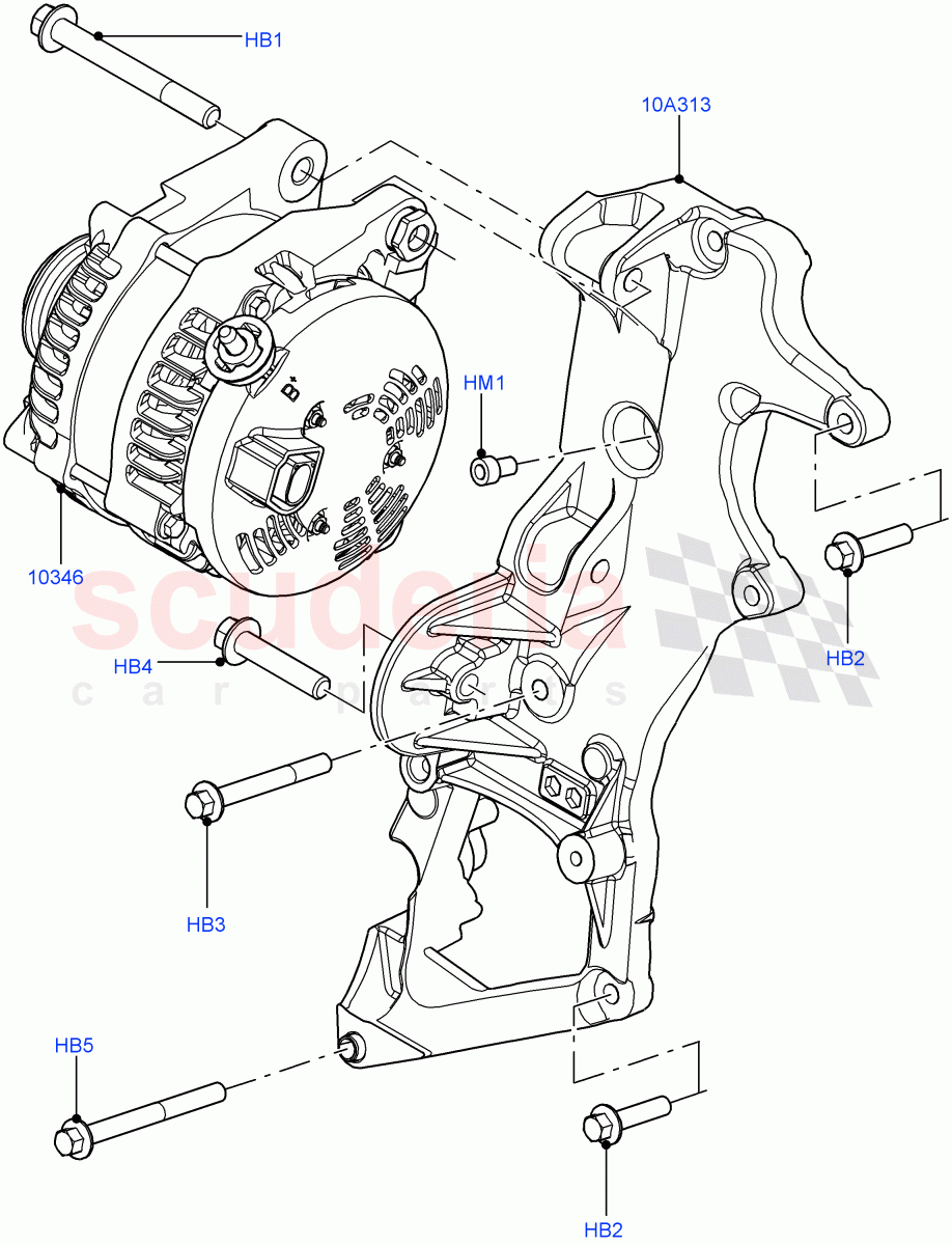 Alternator And Mountings(2.2L CR DI 16V Diesel,Halewood (UK))((V)TODH999999) of Land Rover Land Rover Range Rover Evoque (2012-2018) [2.0 Turbo Petrol GTDI]