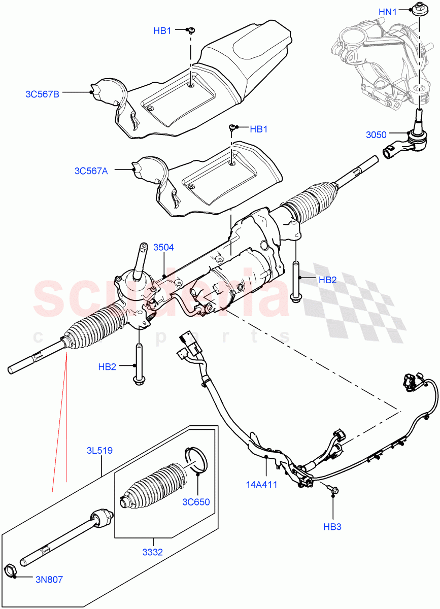 Steering Gear(LHD,Halewood (UK))((V)TOKH999999) of Land Rover Land Rover Discovery Sport (2015+) [1.5 I3 Turbo Petrol AJ20P3]