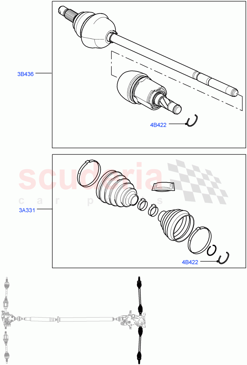 Drive Shaft - Rear Axle Drive(6 Speed Auto AWF21 AWD,Halewood (UK),6 Speed Manual Trans M66 - AWD,9 Speed Auto AWD) of Land Rover Land Rover Range Rover Evoque (2012-2018) [2.0 Turbo Diesel]