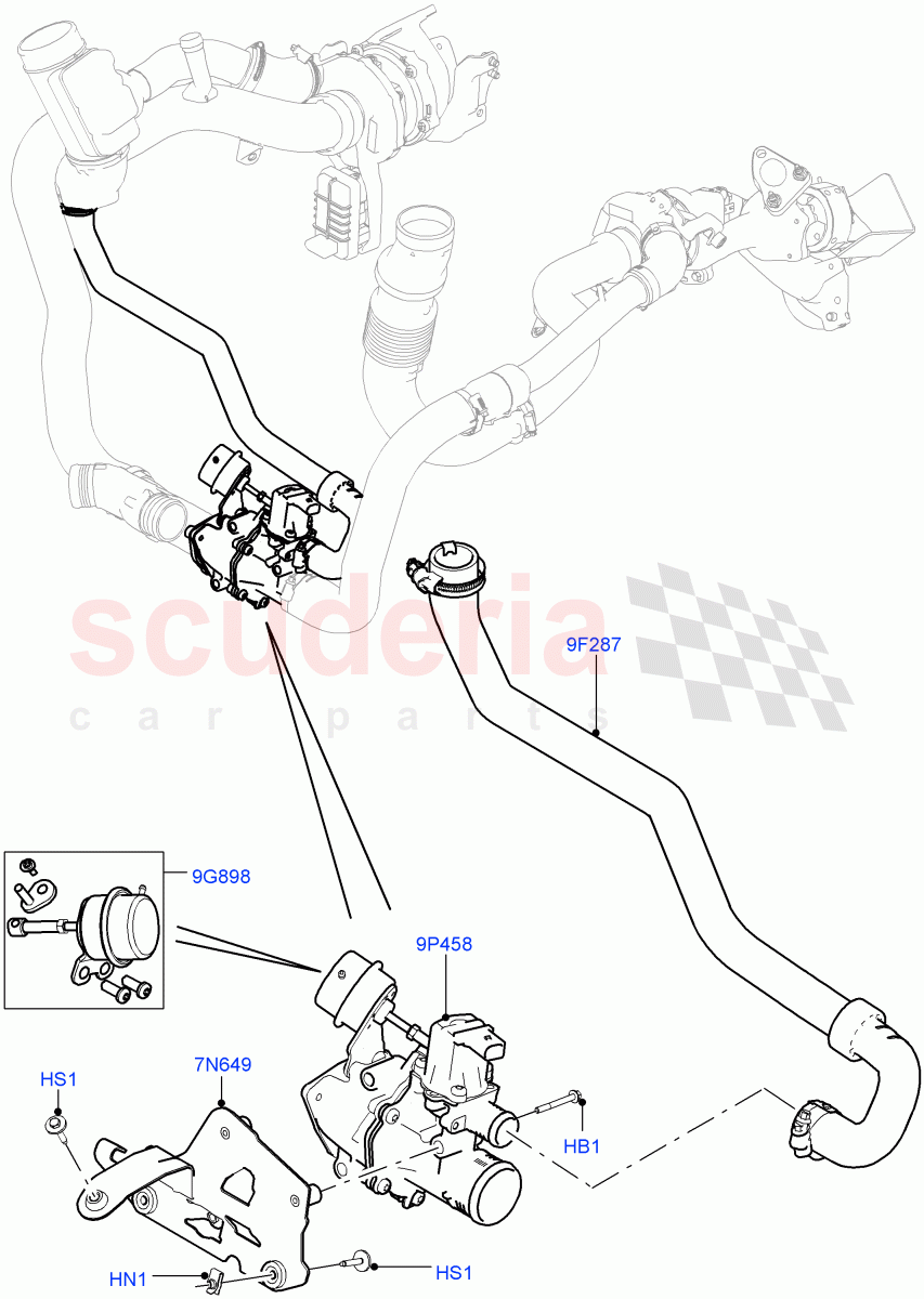 Turbocharger(Compressed Air Recirculation And Shut Off Valve)(4.4L DOHC DITC V8 Diesel) of Land Rover Land Rover Range Rover Sport (2014+) [4.4 DOHC Diesel V8 DITC]