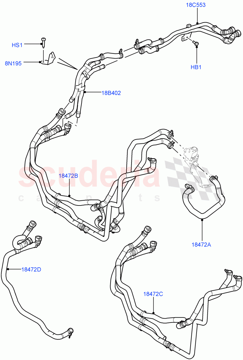 Heater Hoses(3.0L 24V DOHC V6 TC Diesel)((V)FROMAA000001) of Land Rover Land Rover Range Rover Sport (2010-2013) [5.0 OHC SGDI SC V8 Petrol]