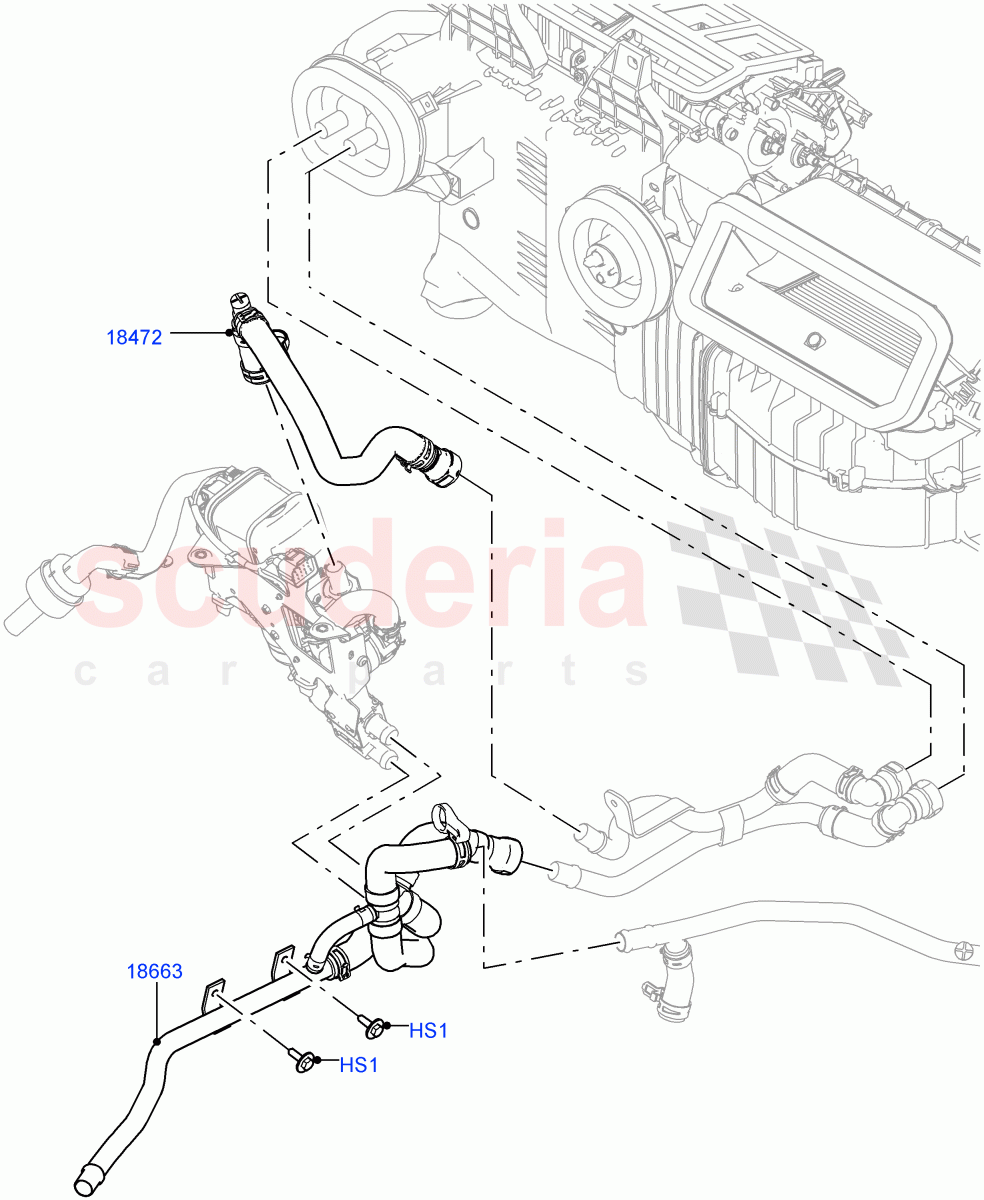 Heater Hoses(Front)(3.0 V6 Diesel,Fuel Heater W/Pk Heat With Remote,Fuel Fired Heater With Park Heat)((V)FROMKA000001) of Land Rover Land Rover Range Rover (2012-2021) [3.0 DOHC GDI SC V6 Petrol]