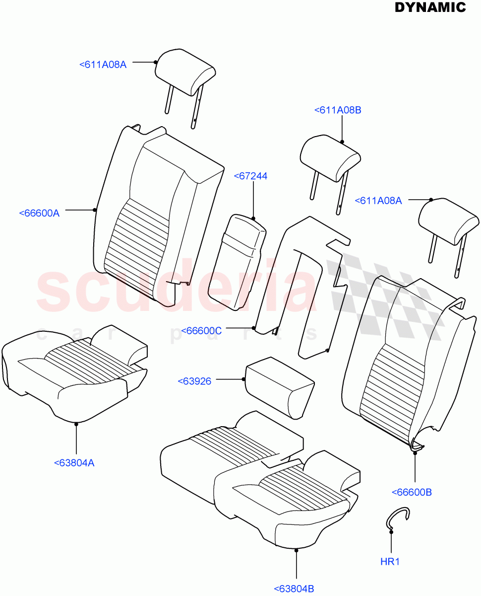 Rear Seat Covers(Dynamic Pack)(Taurus Leather Sport Perforated,Changsu (China),60/40 Load Through With Slide,With 60/40 Manual Fold Thru Rr Seat)((V)FROMKG422269) of Land Rover Land Rover Discovery Sport (2015+) [2.0 Turbo Diesel AJ21D4]