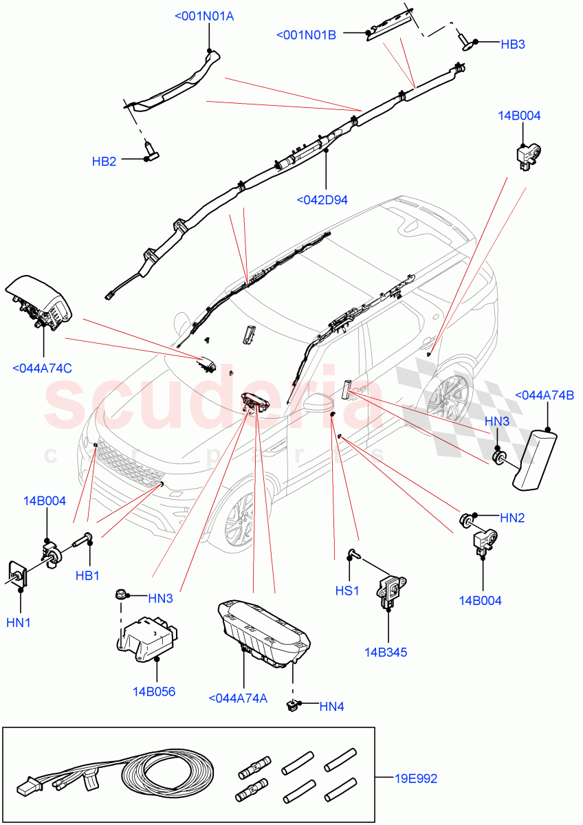 Airbag System(Airbag Modules, Nitra Plant Build)((V)FROMK2000001) of Land Rover Land Rover Discovery 5 (2017+) [3.0 DOHC GDI SC V6 Petrol]