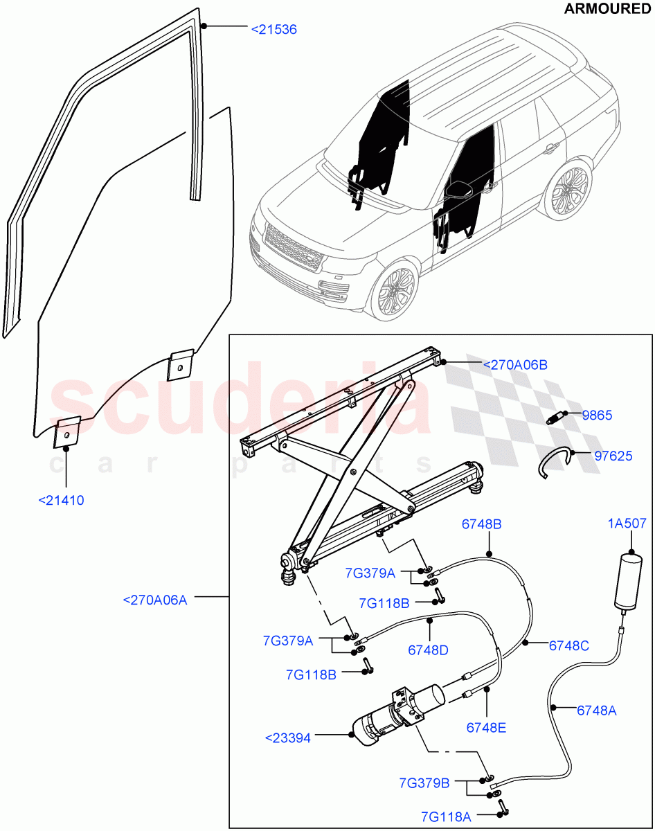 Front Door Glass & Window Controls(Armoured)((V)FROMEA000001) of Land Rover Land Rover Range Rover (2012-2021) [5.0 OHC SGDI NA V8 Petrol]