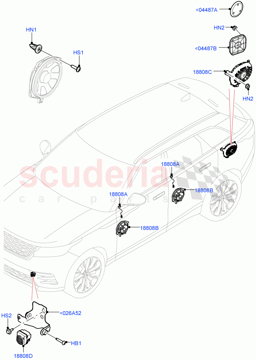 Speakers(Standard Audio (Base)) of Land Rover Land Rover Range Rover Velar (2017+) [3.0 DOHC GDI SC V6 Petrol]