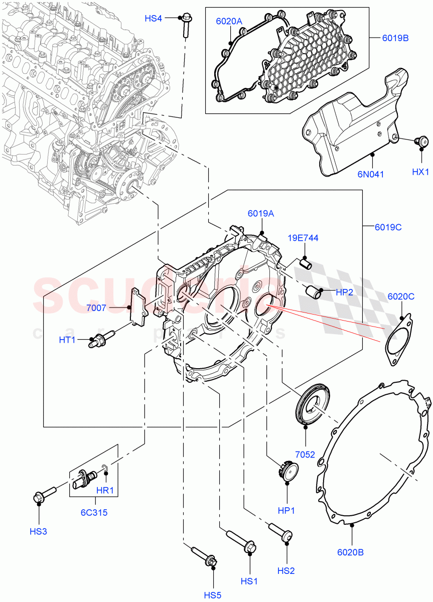 Timing Gear Covers(3.0L AJ20D6 Diesel High)((V)FROMMA000001) of Land Rover Land Rover Range Rover Velar (2017+) [3.0 I6 Turbo Diesel AJ20D6]