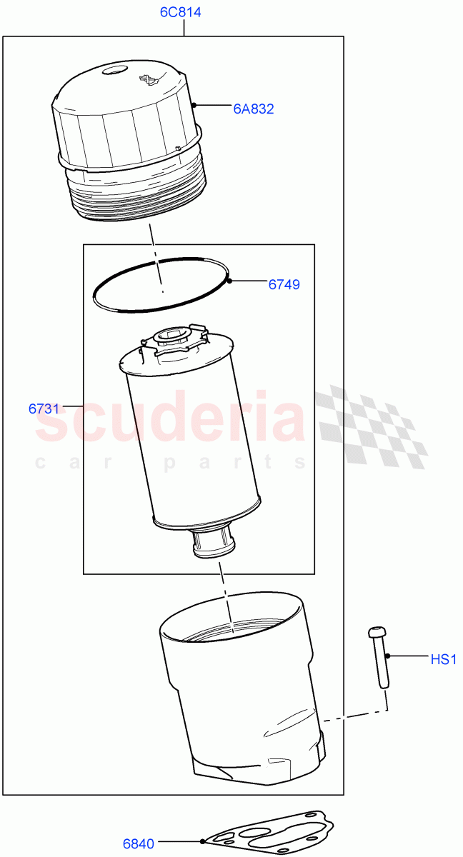Oil Cooler And Filter(Filter)(5.0L P AJ133 DOHC CDA S/C Enhanced)((V)FROMKA000001) of Land Rover Land Rover Range Rover Velar (2017+) [5.0 OHC SGDI SC V8 Petrol]