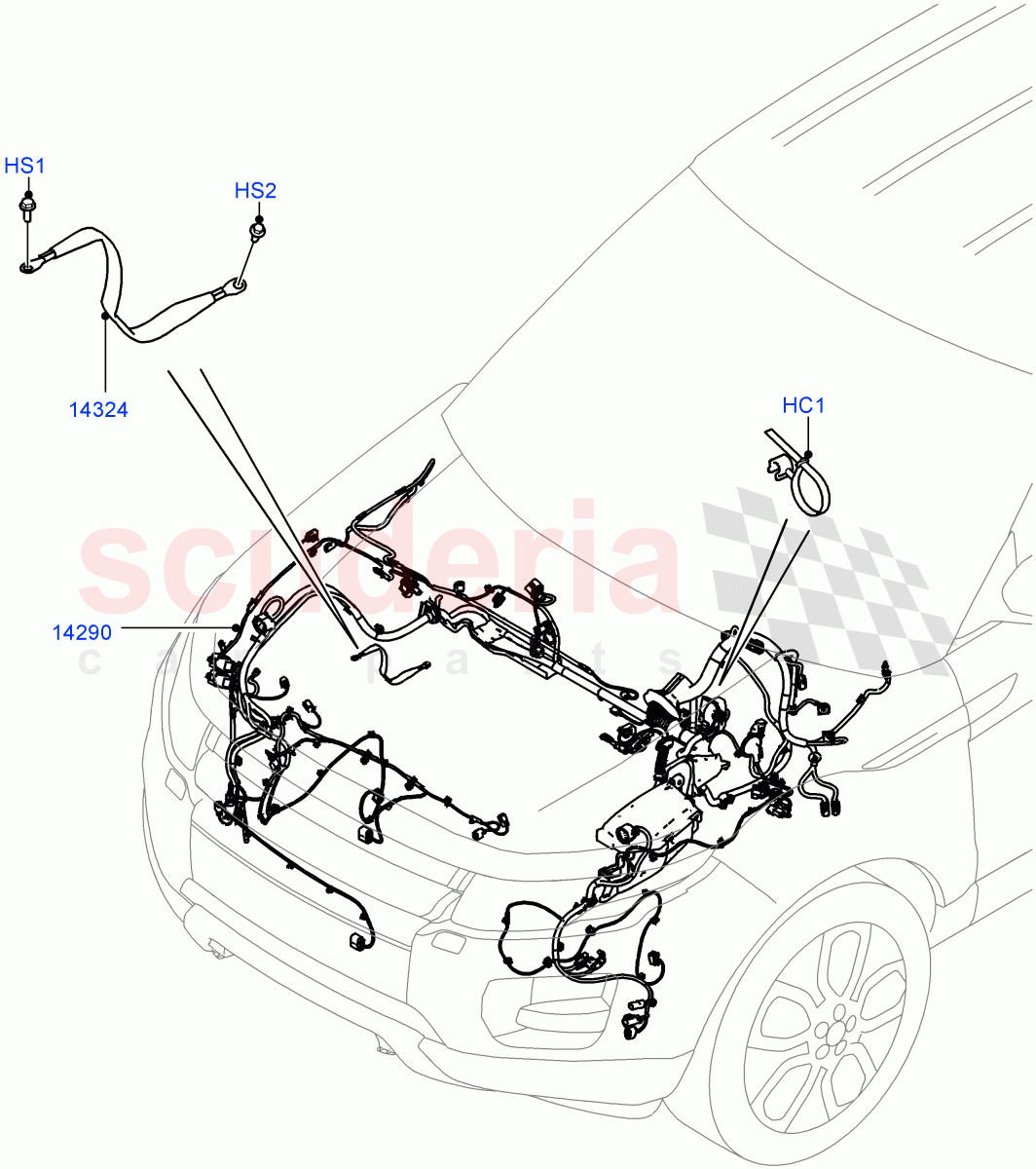 Electrical Wiring - Engine And Dash(Engine Compartment)(Itatiaia (Brazil))((V)FROMGT000001) of Land Rover Land Rover Range Rover Evoque (2012-2018) [2.2 Single Turbo Diesel]