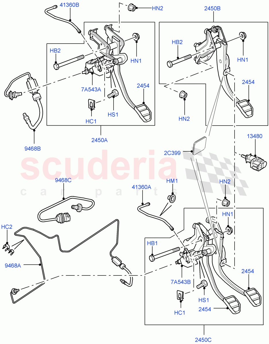 Brake And Clutch Controls(6 Speed Man ZF S6-53)((V)FROMAA000001) of Land Rover Land Rover Discovery 4 (2010-2016) [3.0 DOHC GDI SC V6 Petrol]