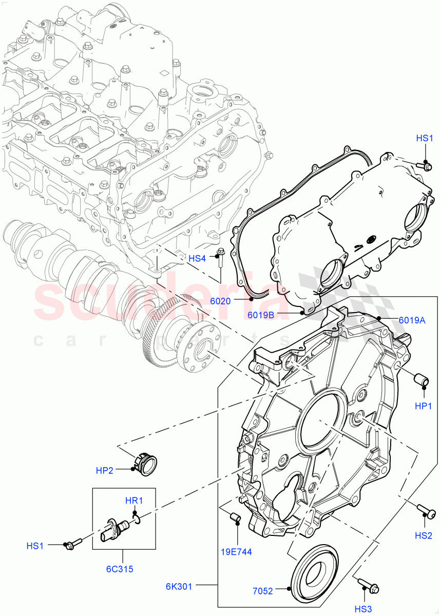 Timing Gear Covers(2.0L I4 Mid DOHC AJ200 Petrol,Itatiaia (Brazil),2.0L I4 Mid AJ200 Petrol E100)((V)FROMJT000001) of Land Rover Land Rover Discovery Sport (2015+) [2.0 Turbo Petrol AJ200P]