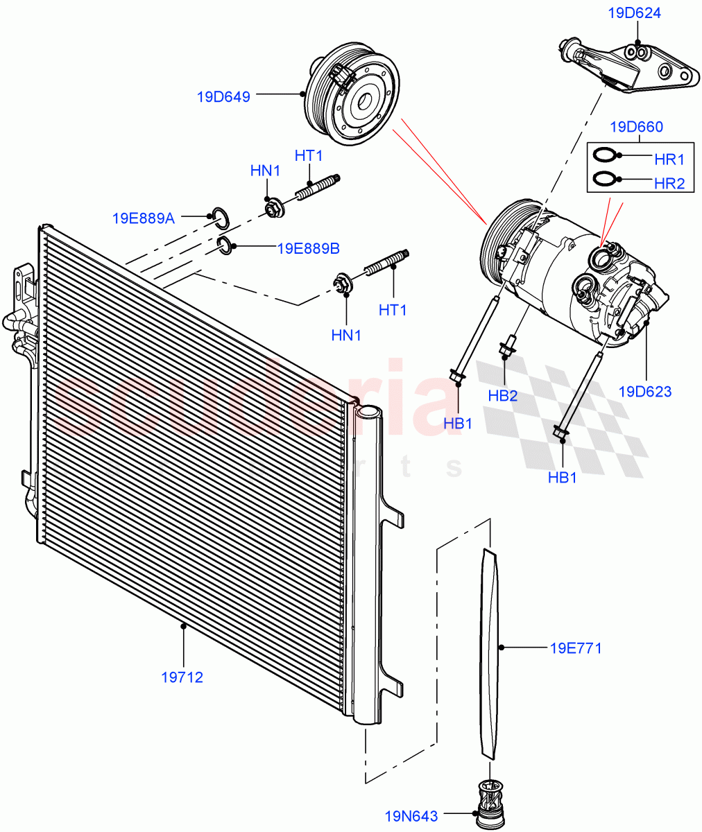 Air Conditioning Condensr/Compressr(2.0L 16V TIVCT T/C 240PS Petrol,Itatiaia (Brazil))((V)FROMGT000001) of Land Rover Land Rover Range Rover Evoque (2012-2018) [2.2 Single Turbo Diesel]