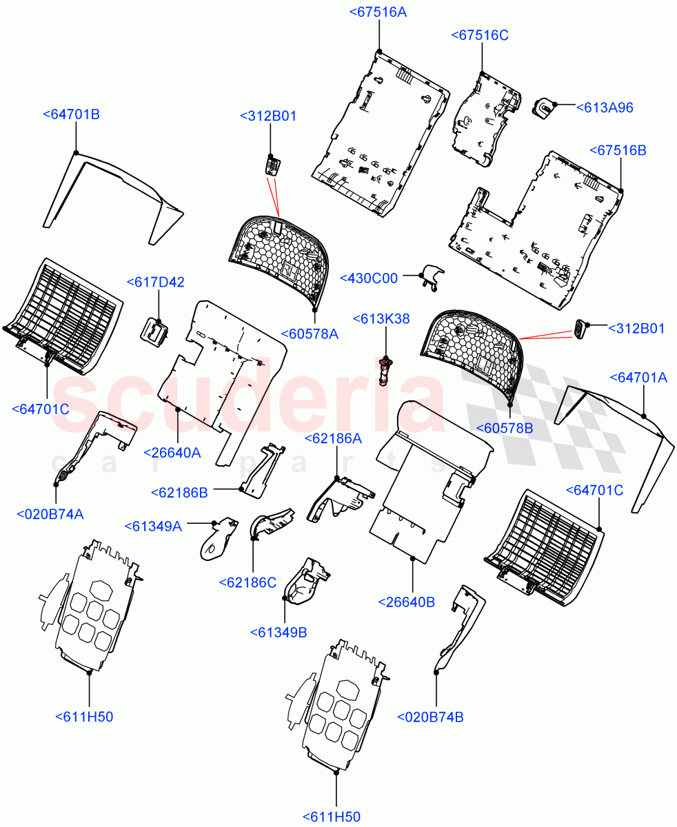Rear Seat Back(2S AL Leather Diamond,40/20/40 Super Slouch Rear Seat)((V)FROMJA000001) of Land Rover Land Rover Range Rover (2012-2021) [3.0 Diesel 24V DOHC TC]