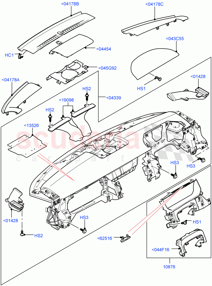 Instrument Panel(External, Upper)(Less Head Up Display) of Land Rover Land Rover Range Rover Sport (2014+) [5.0 OHC SGDI SC V8 Petrol]