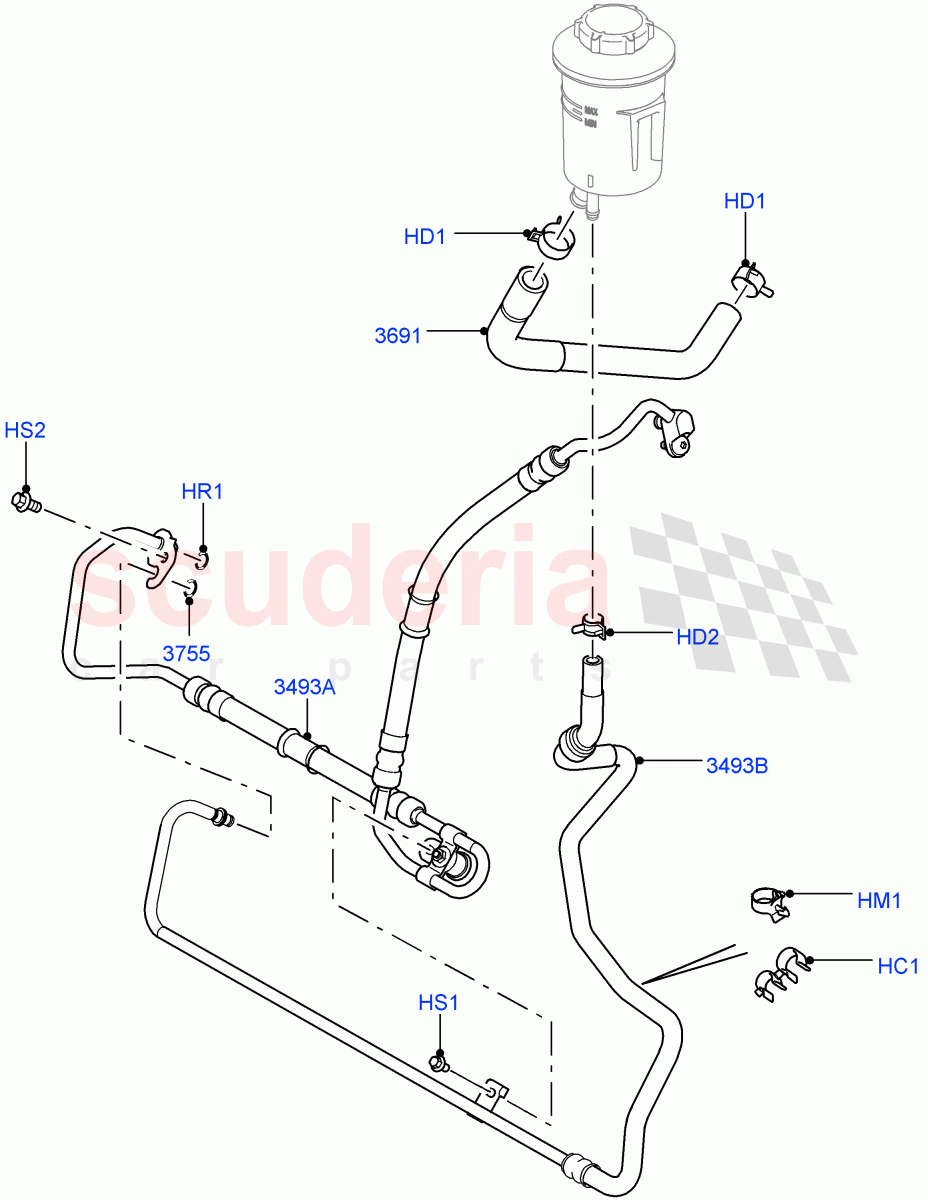Supply & Return Hoses - Power Strg(3.0 V6 Diesel)((V)FROMAA000001) of Land Rover Land Rover Discovery 4 (2010-2016) [5.0 OHC SGDI NA V8 Petrol]