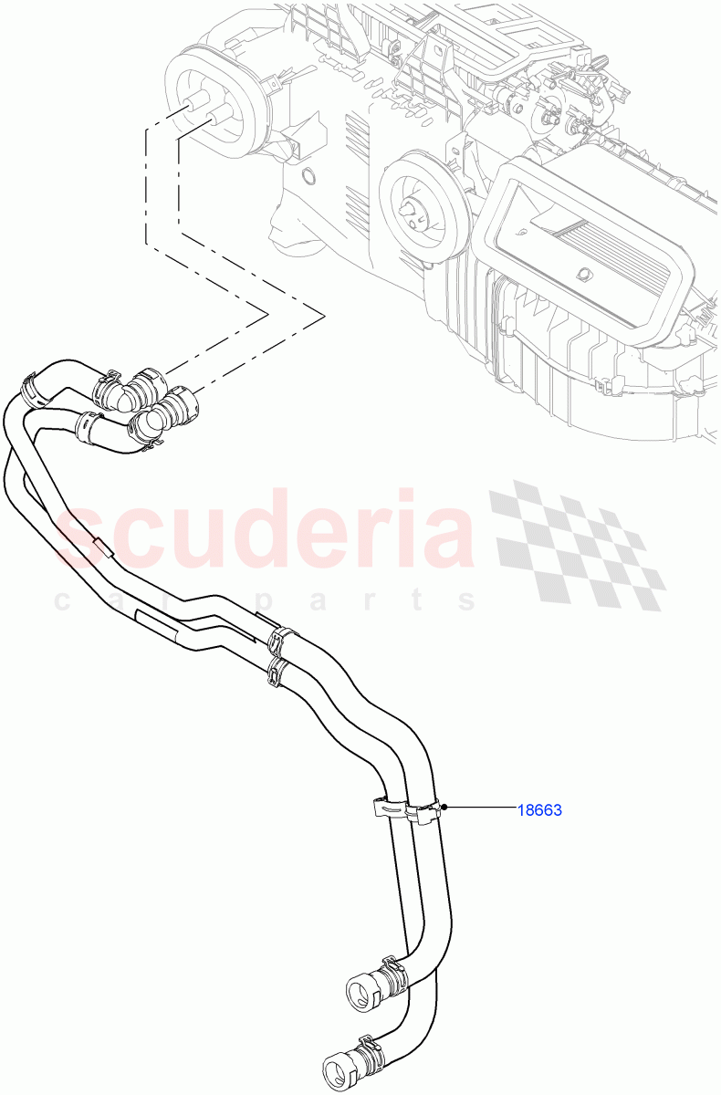 Heater Hoses(Front)(2.0L I4 DSL HIGH DOHC AJ200,With Ptc Heater,Premium Air Conditioning-Front/Rear,With Front Comfort Air Con (IHKA),With Fresh Air Heater)((V)FROMHA000001) of Land Rover Land Rover Range Rover Sport (2014+) [4.4 DOHC Diesel V8 DITC]