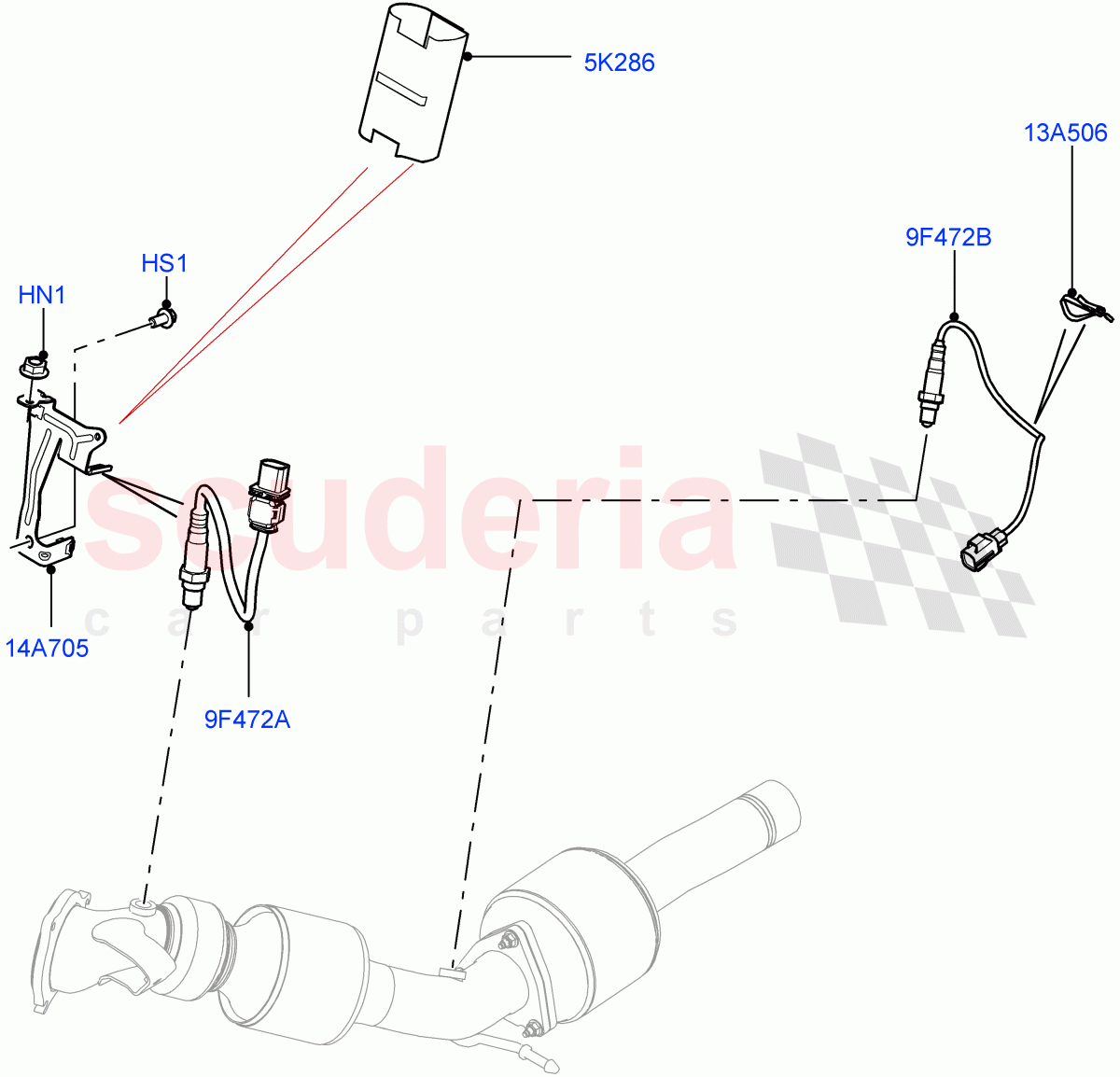 Exhaust Sensors And Modules(Exhaust System Sensors)(2.0L 16V TIVCT T/C 240PS Petrol,Itatiaia (Brazil))((V)FROMGT000001) of Land Rover Land Rover Discovery Sport (2015+) [2.0 Turbo Petrol GTDI]