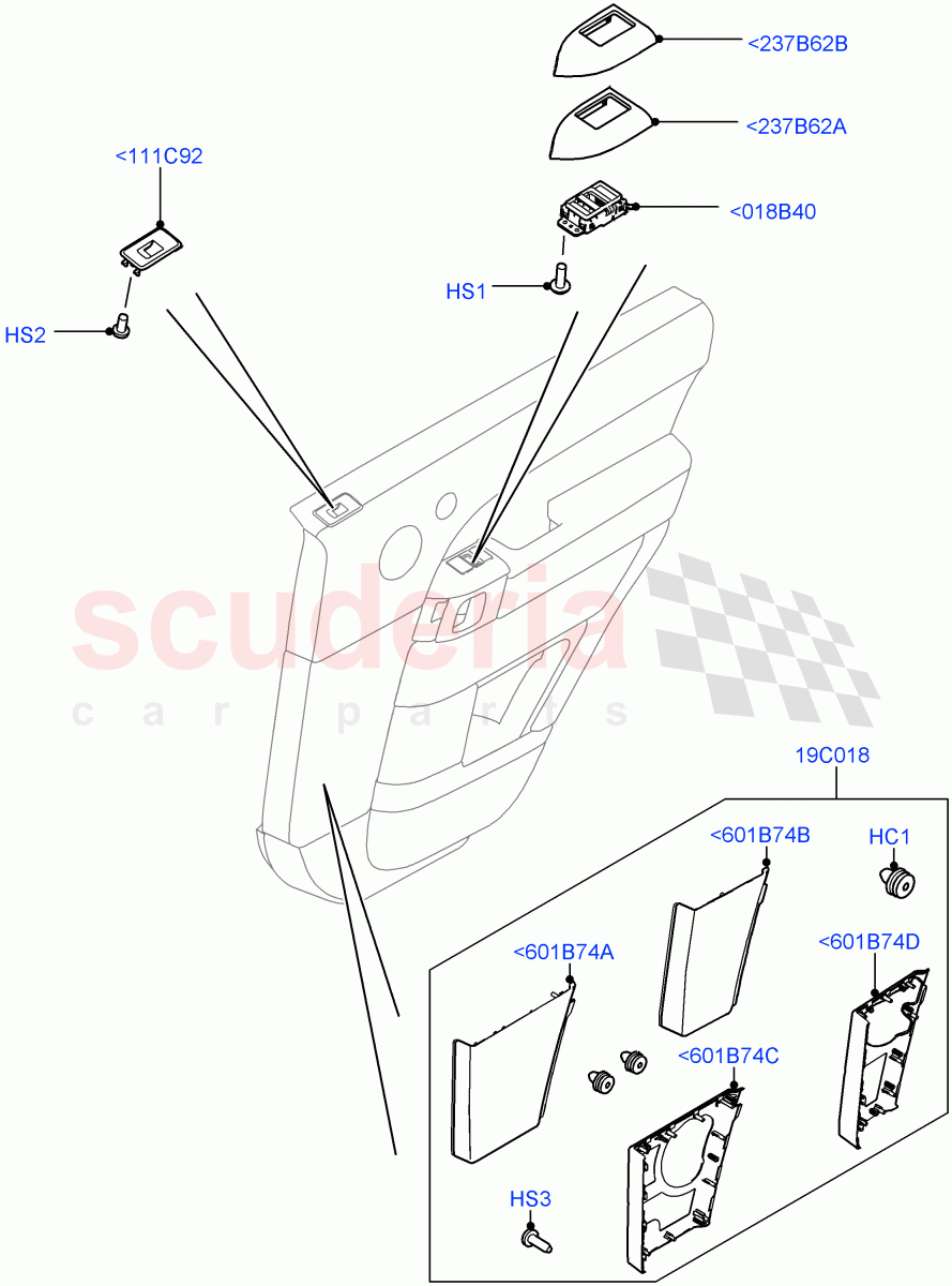 Rear Door Trim Installation(Speaker Grille, For Switches)((V)TOHA999999) of Land Rover Land Rover Range Rover (2012-2021) [3.0 DOHC GDI SC V6 Petrol]