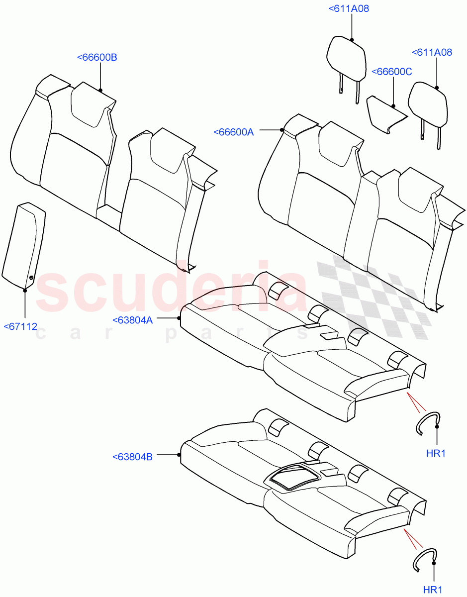 Rear Seat Covers(Taurus Leather Perforated,Halewood (UK),With 2 Rear Small Individual Seats)((V)FROMGH000001) of Land Rover Land Rover Range Rover Evoque (2012-2018) [2.2 Single Turbo Diesel]