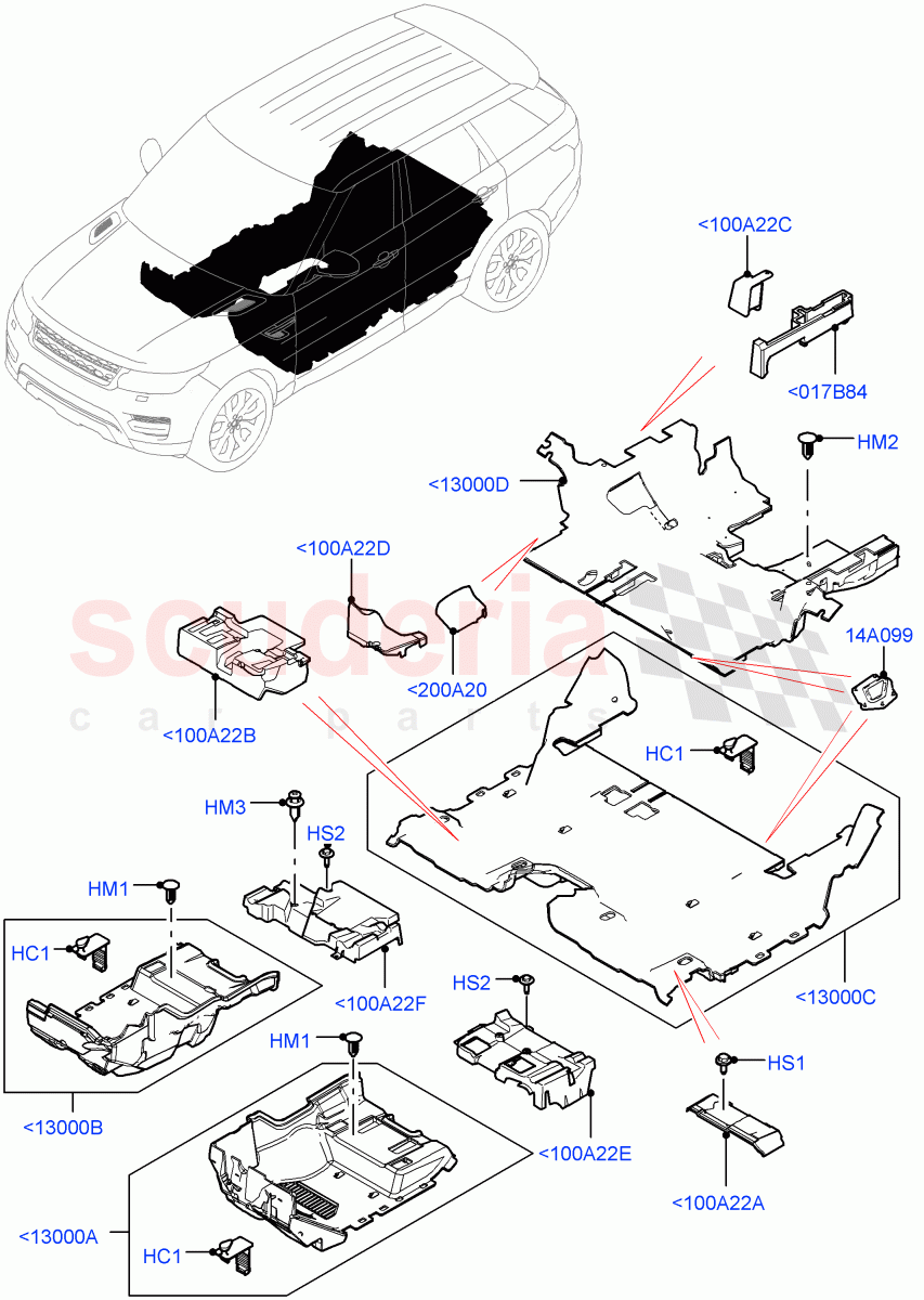 Floor Trim(Floor Carpets)(With 7 Seat Configuration) of Land Rover Land Rover Range Rover Sport (2014+) [2.0 Turbo Petrol AJ200P]