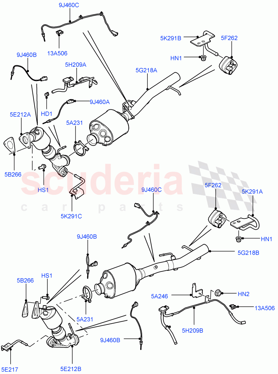 Exhaust System(Front)(3.6L V8 32V DOHC EFi Diesel Lion,Stage 4 + DPF/CDPF Emissions,With Diesel Particulate Filter)((V)FROMAA000001) of Land Rover Land Rover Range Rover (2010-2012) [3.6 V8 32V DOHC EFI Diesel]