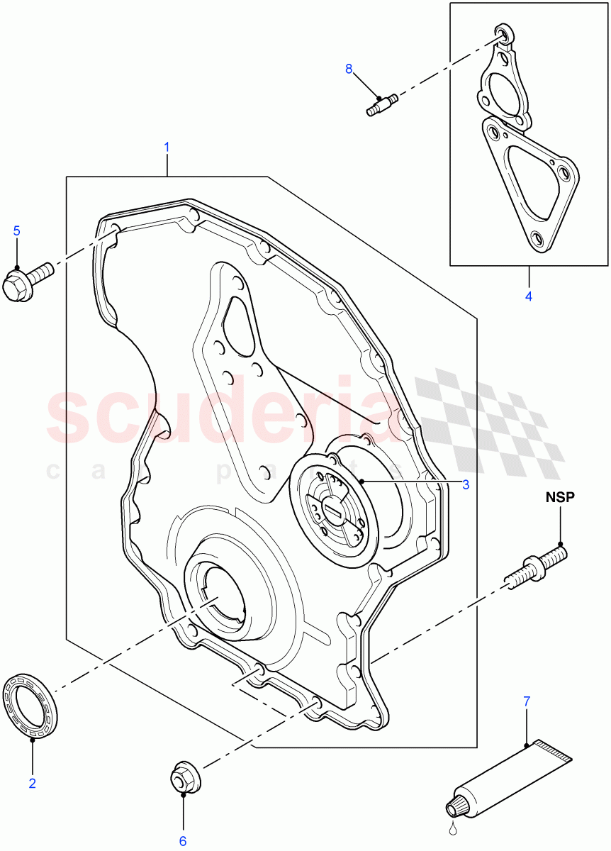 Timing Gear Covers(2.4L Duratorq-TDCi HPCR(140PS)-Puma)((V)FROM7A000001,(V)TOBA999999) of Land Rover Land Rover Defender (2007-2016)