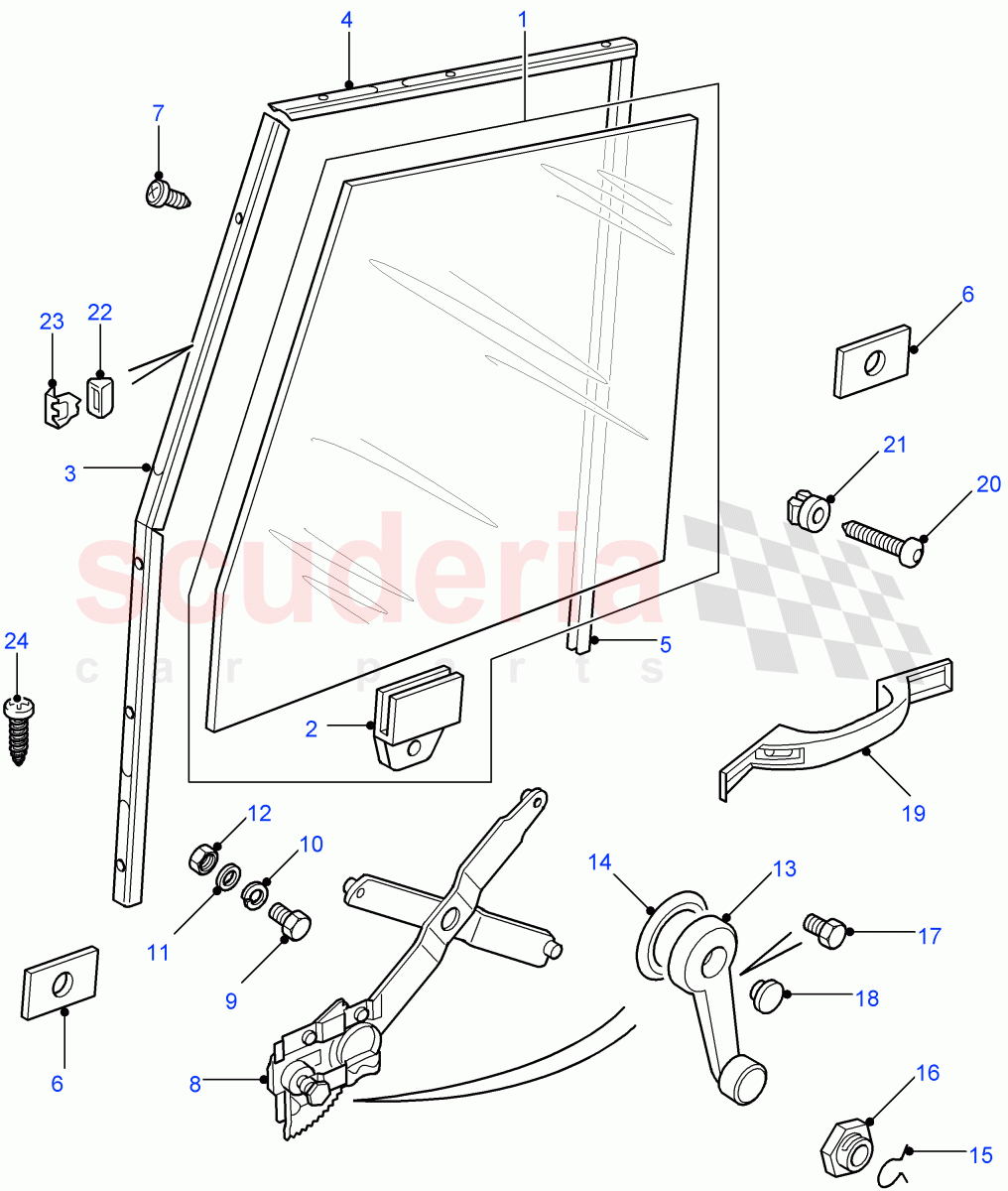 Front Door Glass And Regulator((V)FROM7A000001) of Land Rover Land Rover Defender (2007-2016)