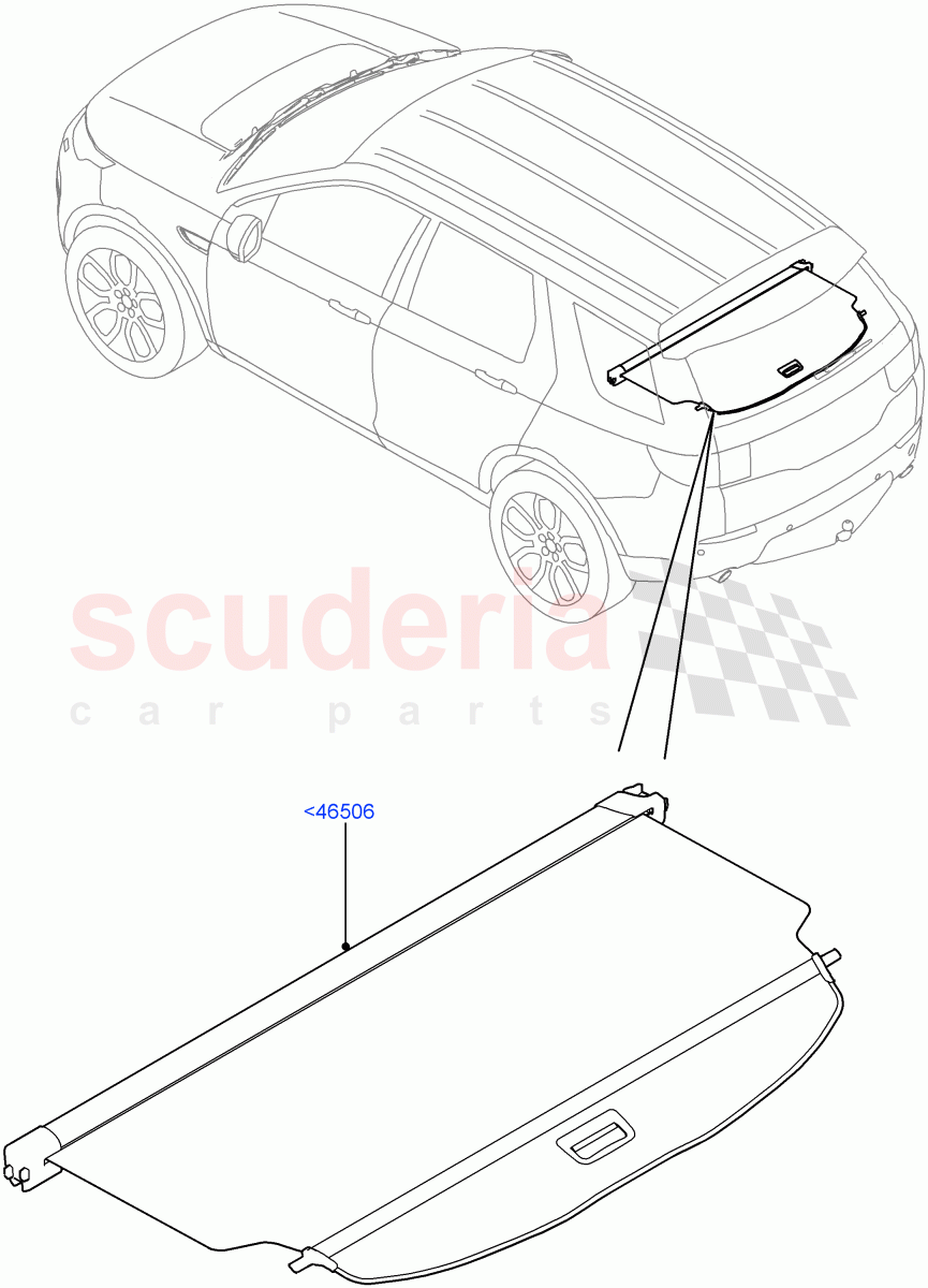 Load Compartment Trim(Package Tray, Upper)(Itatiaia (Brazil),With Load Area Cover)((V)FROMGT000001) of Land Rover Land Rover Discovery Sport (2015+) [1.5 I3 Turbo Petrol AJ20P3]