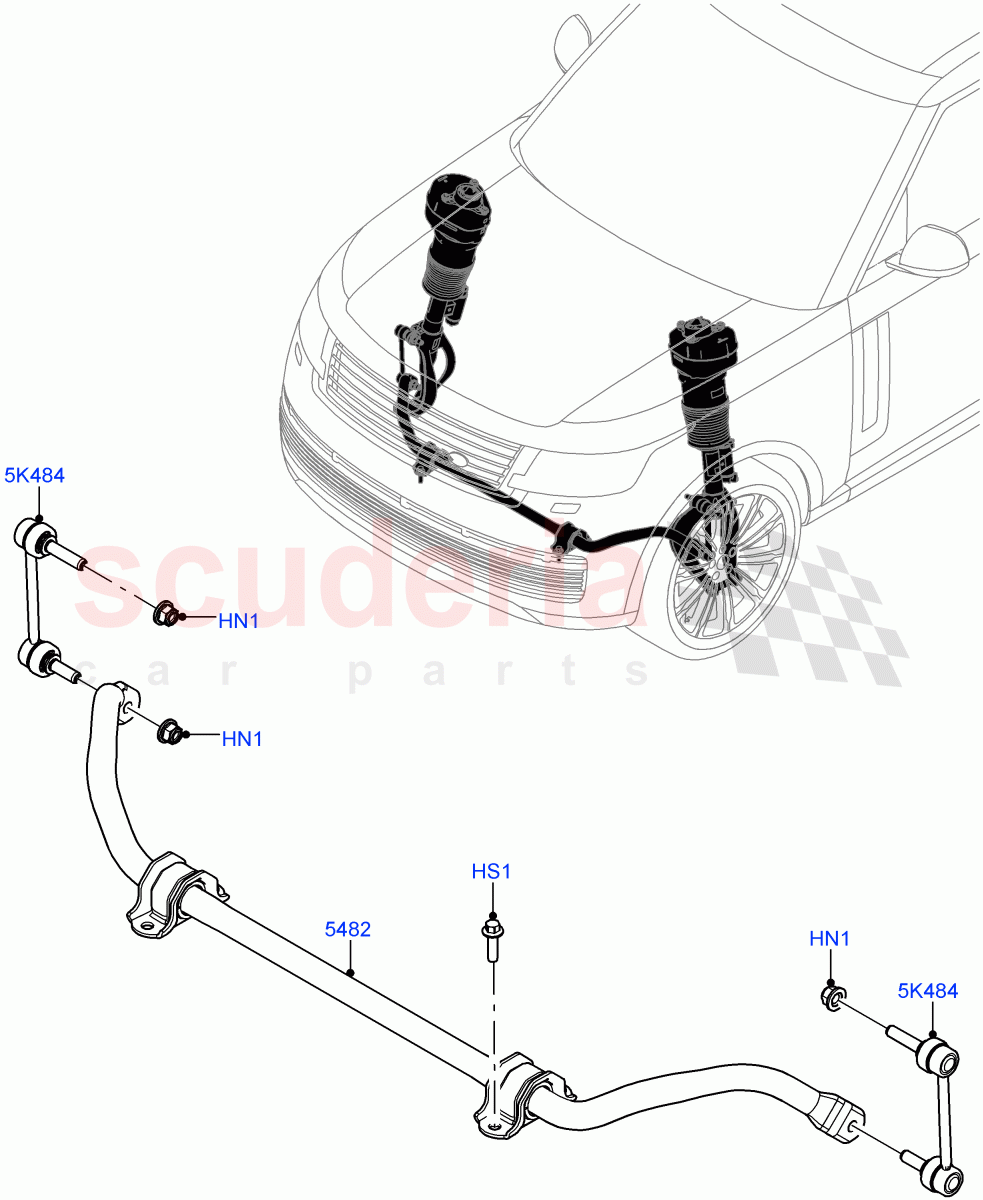 Front Cross Member & Stabilizer Bar(Conventional Stabilizer Bar)(With Four Corner Air Suspension) of Land Rover Land Rover Range Rover (2022+) [3.0 I6 Turbo Diesel AJ20D6]