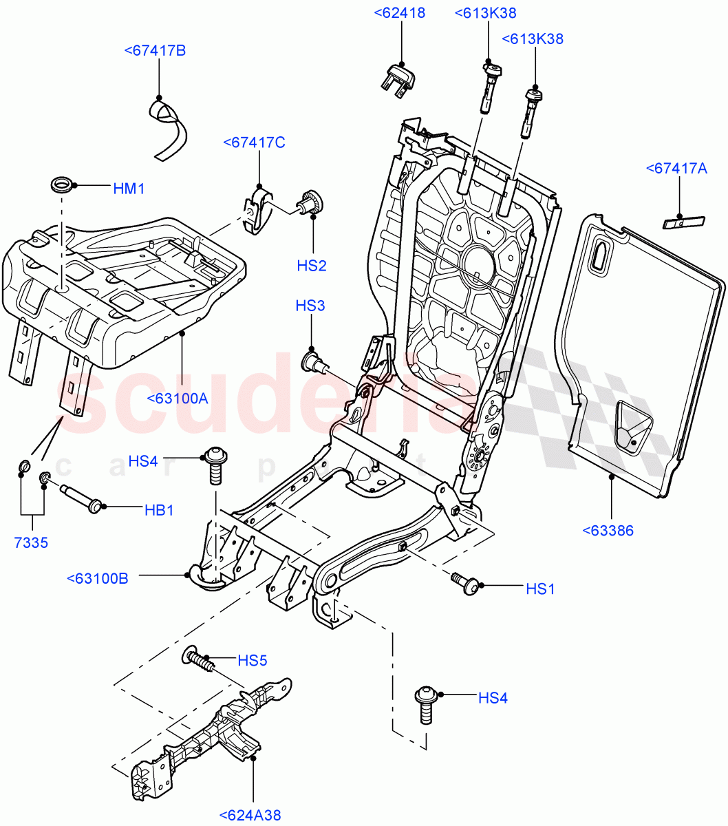 Rear Seat Frame(With 65/35 Split Fold Rear Seat)((V)FROMAA000001) of Land Rover Land Rover Discovery 4 (2010-2016) [5.0 OHC SGDI NA V8 Petrol]