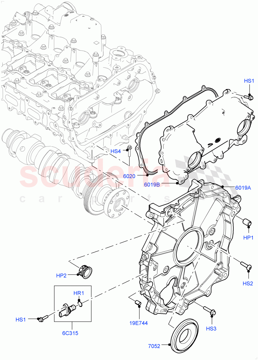 Timing Gear Covers(2.0L AJ20P4 Petrol Mid PTA,Changsu (China)) of Land Rover Land Rover Range Rover Evoque (2019+) [2.0 Turbo Petrol AJ200P]