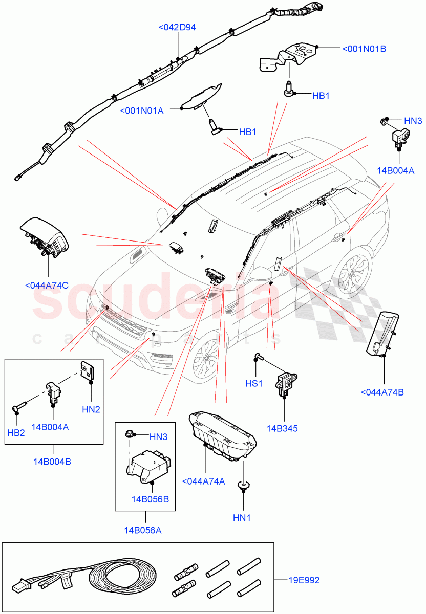 Airbag System(Airbag Modules)((V)FROMJA000001) of Land Rover Land Rover Range Rover Sport (2014+) [5.0 OHC SGDI SC V8 Petrol]