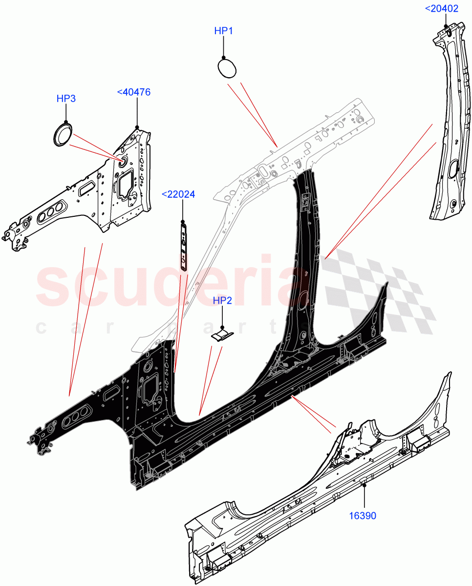 Side Panels - Inner(Inner - Front, Nitra Plant Build)((V)FROMK2000001) of Land Rover Land Rover Discovery 5 (2017+) [3.0 DOHC GDI SC V6 Petrol]
