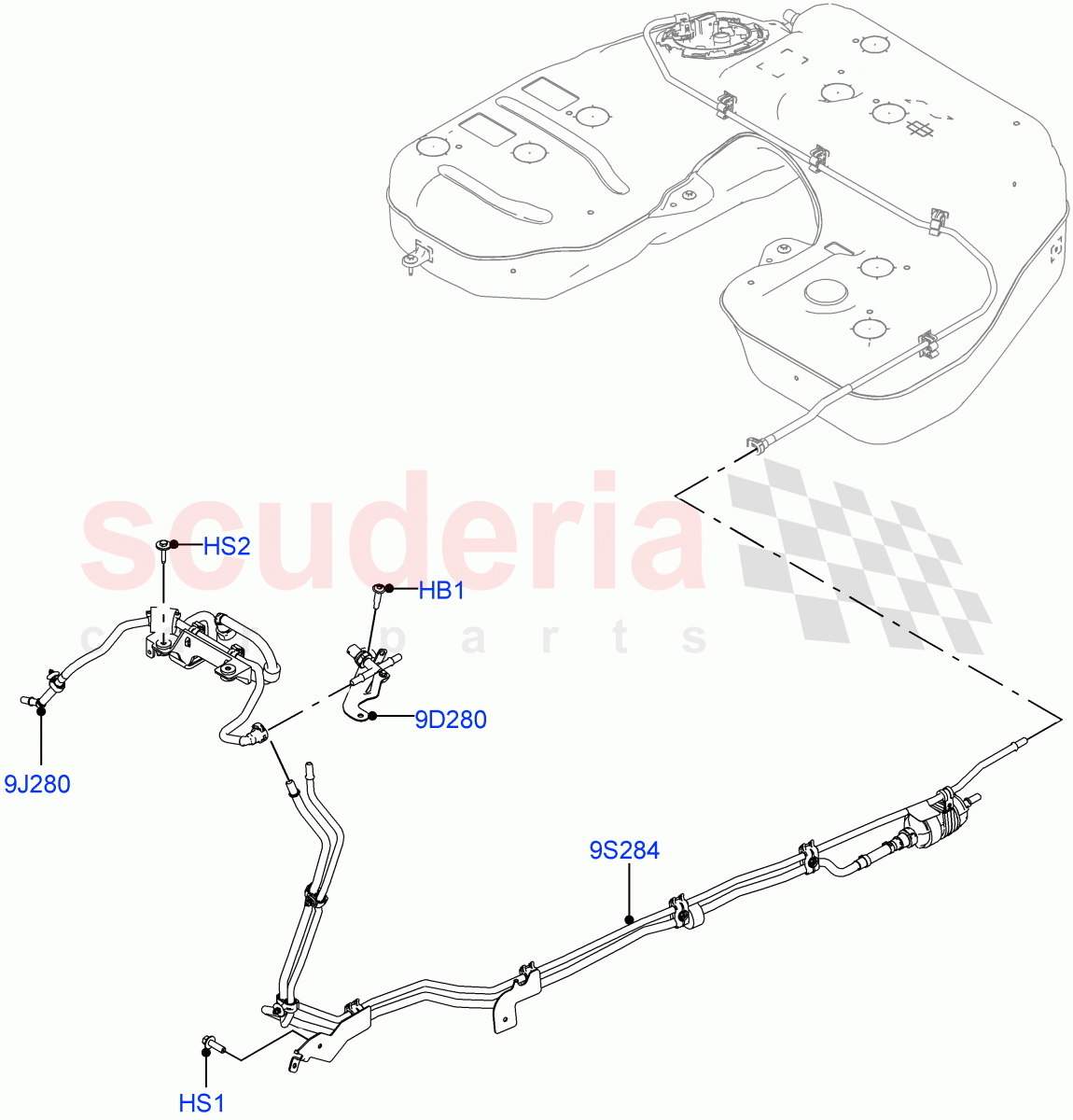 Fuel Lines(Nitra Plant Build)(3.0L AJ20P6 Petrol High)((V)FROMM2000001) of Land Rover Land Rover Discovery 5 (2017+) [3.0 I6 Turbo Petrol AJ20P6]