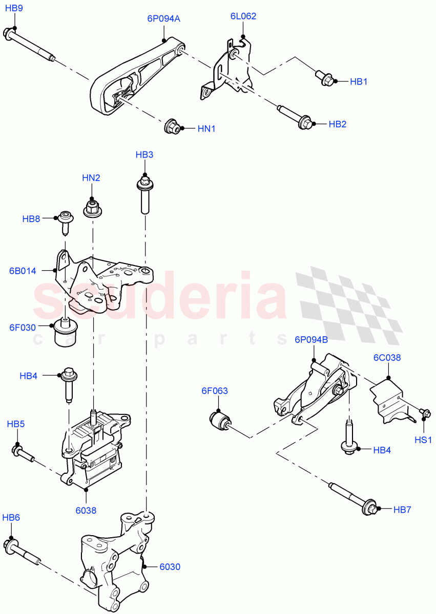 Engine Mounting(2.0L AJ20P4 Petrol Mid PTA,Halewood (UK),2.0L AJ20P4 Petrol High PTA,2.0L AJ20P4 Petrol E100 PTA)((V)FROMLH000001) of Land Rover Land Rover Discovery Sport (2015+) [2.0 Turbo Petrol GTDI]