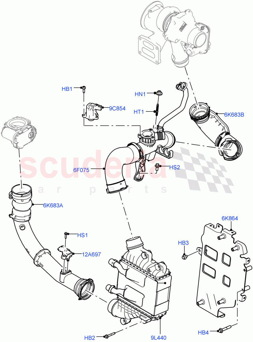Intercooler/Air Ducts And Hoses(2.0L AJ20P4 Petrol Mid PTA,Changsu (China)) of Land Rover Land Rover Discovery Sport (2015+) [2.0 Turbo Petrol AJ200P]