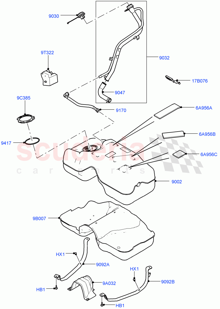 Fuel Tank & Related Parts(2.2L CR DI 16V Diesel) of Land Rover Land Rover Discovery Sport (2015+) [2.2 Single Turbo Diesel]