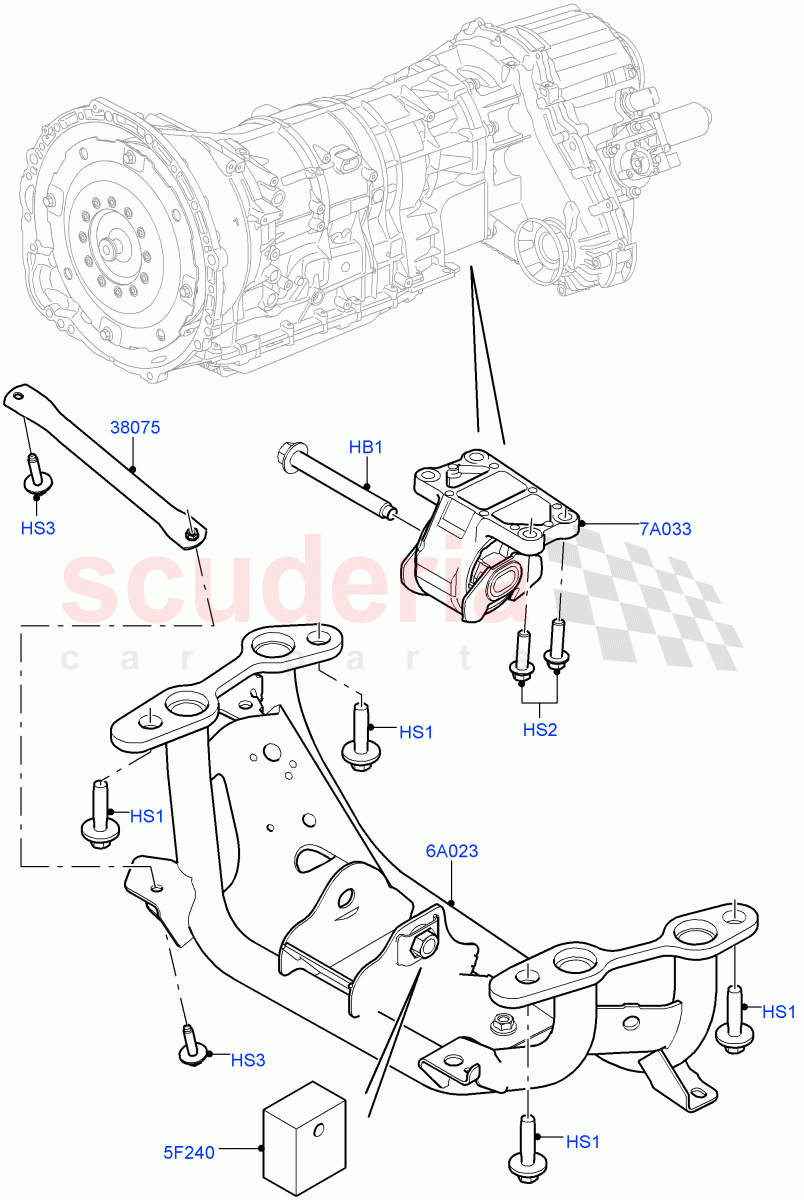 Transmission Mounting(3.0 V6 Diesel)((V)TOHA999999) of Land Rover Land Rover Range Rover (2012-2021) [3.0 I6 Turbo Diesel AJ20D6]