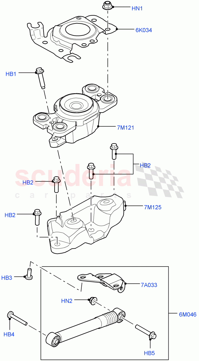 Transmission Mounting(2.0L 16V TIVCT T/C 240PS Petrol,9 Speed Auto AWD,Itatiaia (Brazil))((V)FROMGT000001) of Land Rover Land Rover Range Rover Evoque (2012-2018) [2.0 Turbo Diesel]