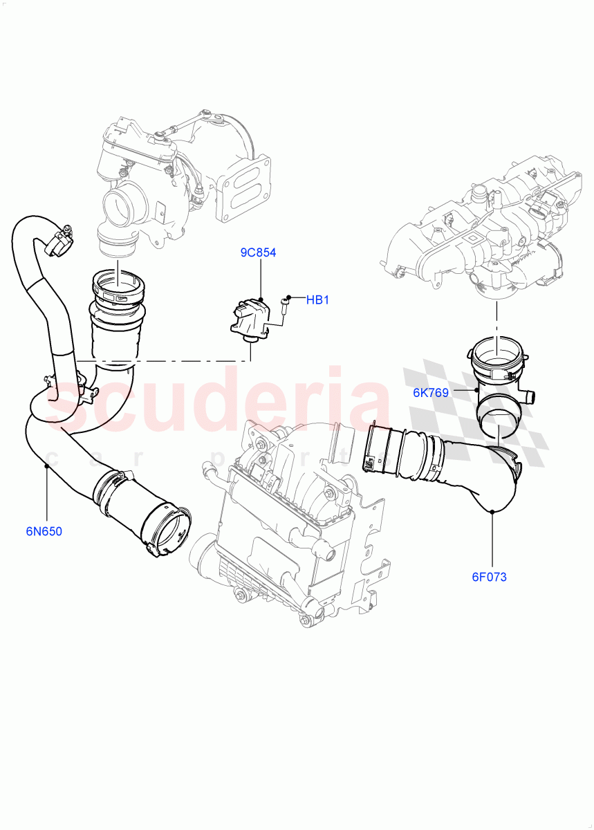 Intercooler/Air Ducts And Hoses(Nitra Plant Build)(2.0L I4 High DOHC AJ200 Petrol,2.0L AJ200P Hi PHEV)((V)FROMK2000001) of Land Rover Land Rover Discovery 5 (2017+) [2.0 Turbo Petrol AJ200P]