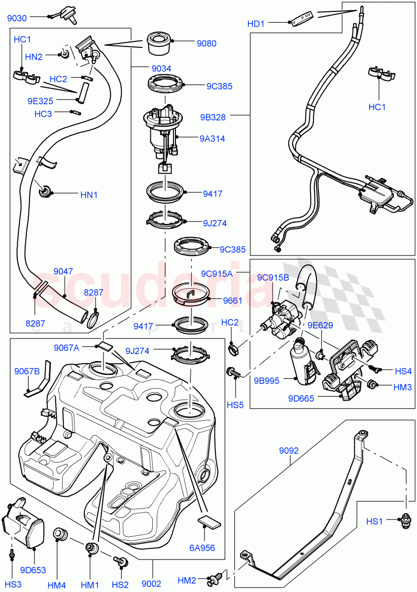 Fuel Tank & Related Parts(5.0L OHC SGDI NA V8 Petrol - AJ133)((V)FROMAA000001) of Land Rover Land Rover Range Rover (2010-2012) [5.0 OHC SGDI NA V8 Petrol]