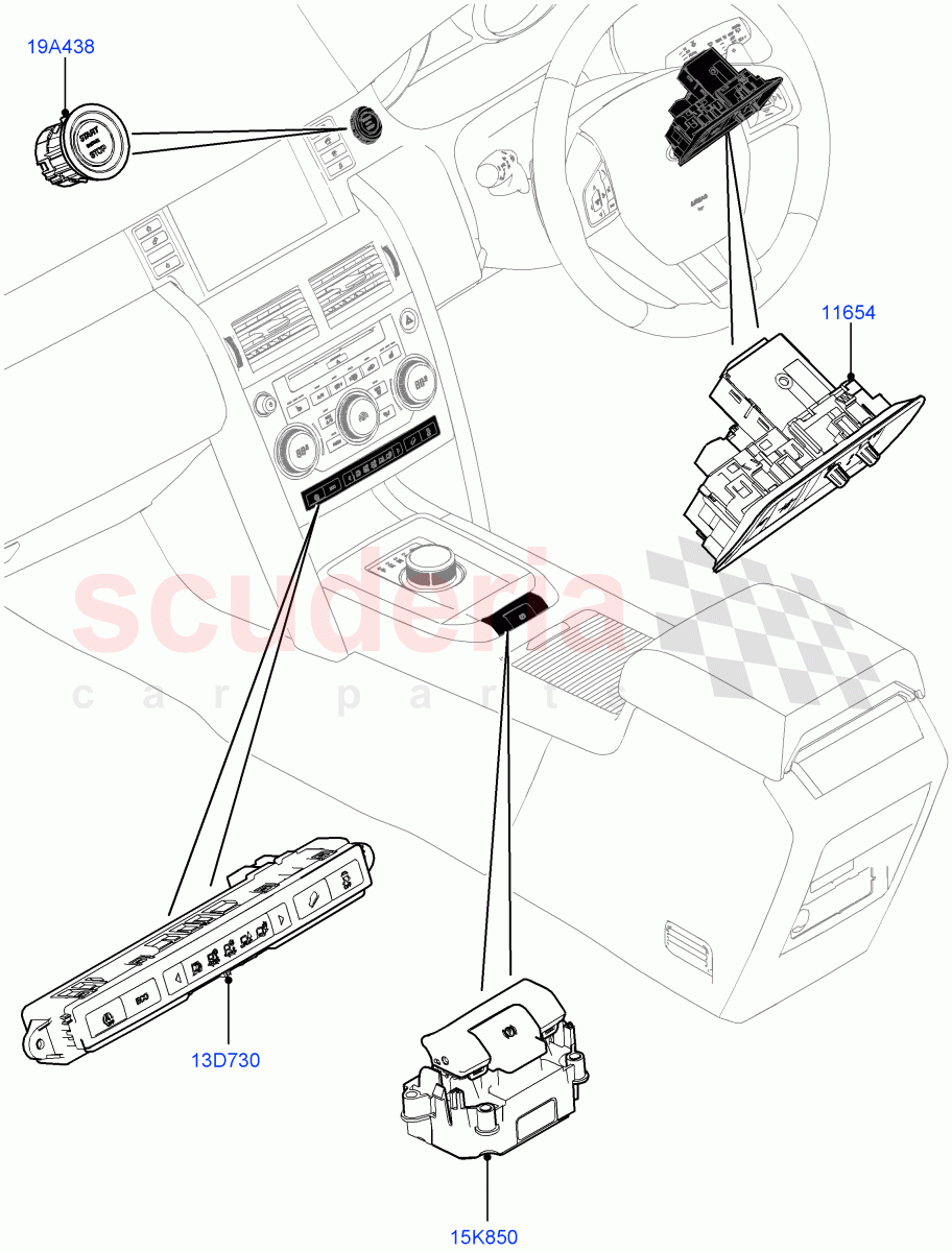 Switches(Facia And Console)(Itatiaia (Brazil))((V)FROMGT000001) of Land Rover Land Rover Discovery Sport (2015+) [2.0 Turbo Petrol AJ200P]