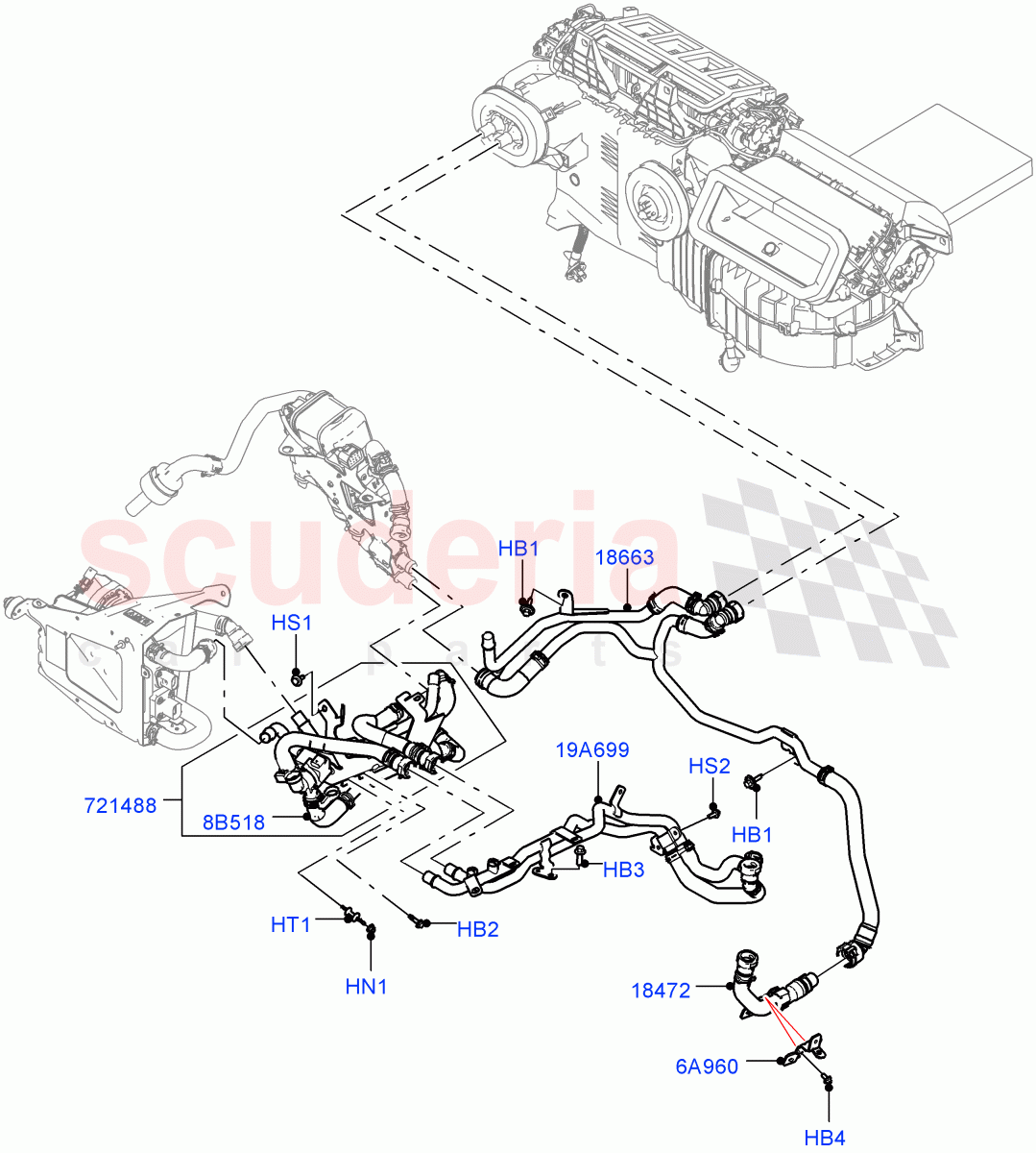 Heater Hoses(Front)(2.0L AJ200P Hi PHEV,With Air Conditioning - Front/Rear,Electric Engine Battery-PHEV,With Front Comfort Air Con (IHKA))((V)FROMKA000001) of Land Rover Land Rover Range Rover Sport (2014+) [3.0 I6 Turbo Diesel AJ20D6]