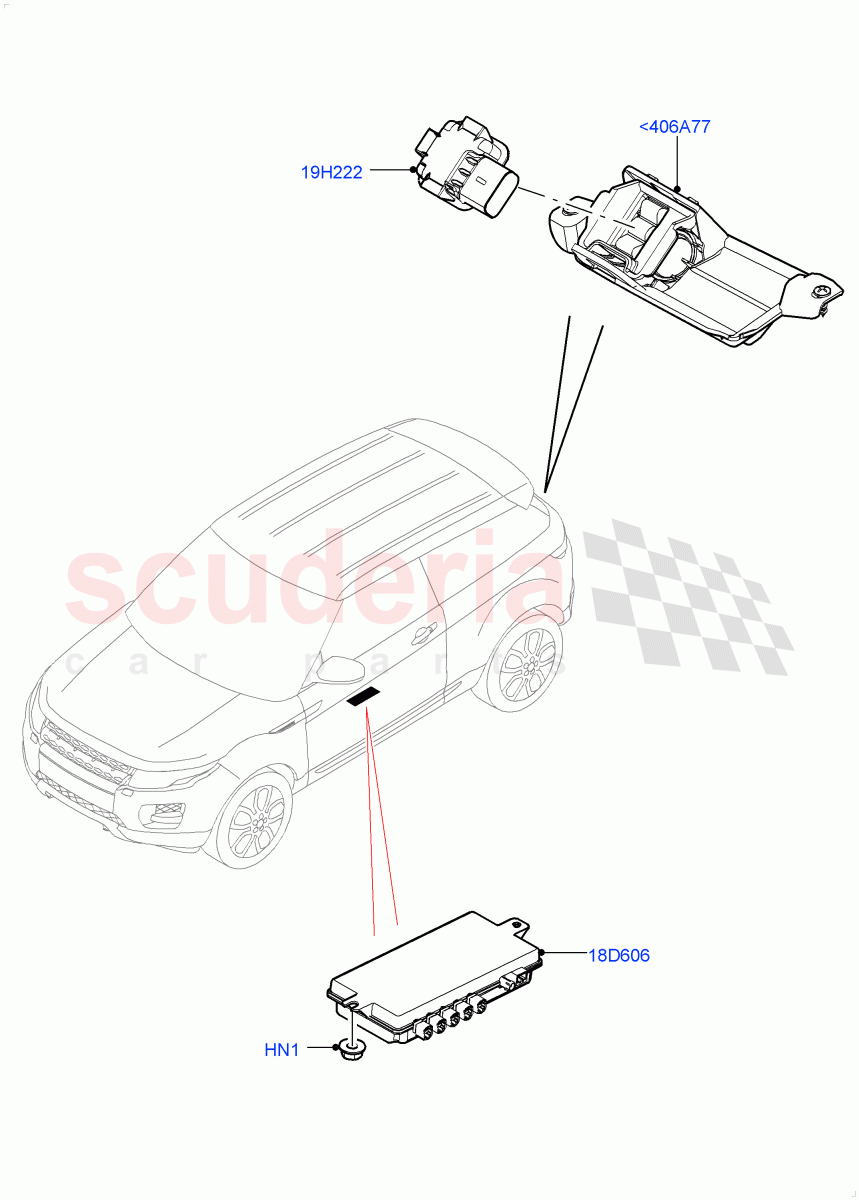 Camera Equipment(Changsu (China),Rear View Camera-Fixed)((V)FROMGG134738) of Land Rover Land Rover Range Rover Evoque (2012-2018) [2.0 Turbo Petrol AJ200P]