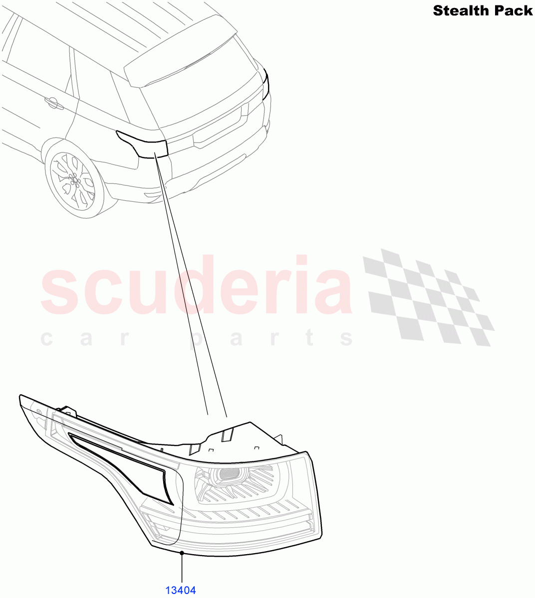 Rear Lamps(Tow Eye Cover - Satin Black,Stealth Pack)((V)FROMFA000001,(V)TOHA999999) of Land Rover Land Rover Range Rover Sport (2014+) [3.0 I6 Turbo Diesel AJ20D6]