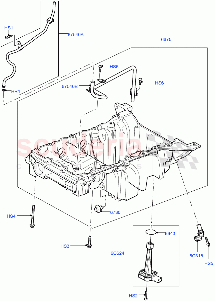 Oil Pan/Oil Level Indicator(Nitra Plant Build)(5.0 Petrol AJ133 DOHC CDA)((V)FROMM2000001) of Land Rover Land Rover Defender (2020+) [5.0 OHC SGDI SC V8 Petrol]