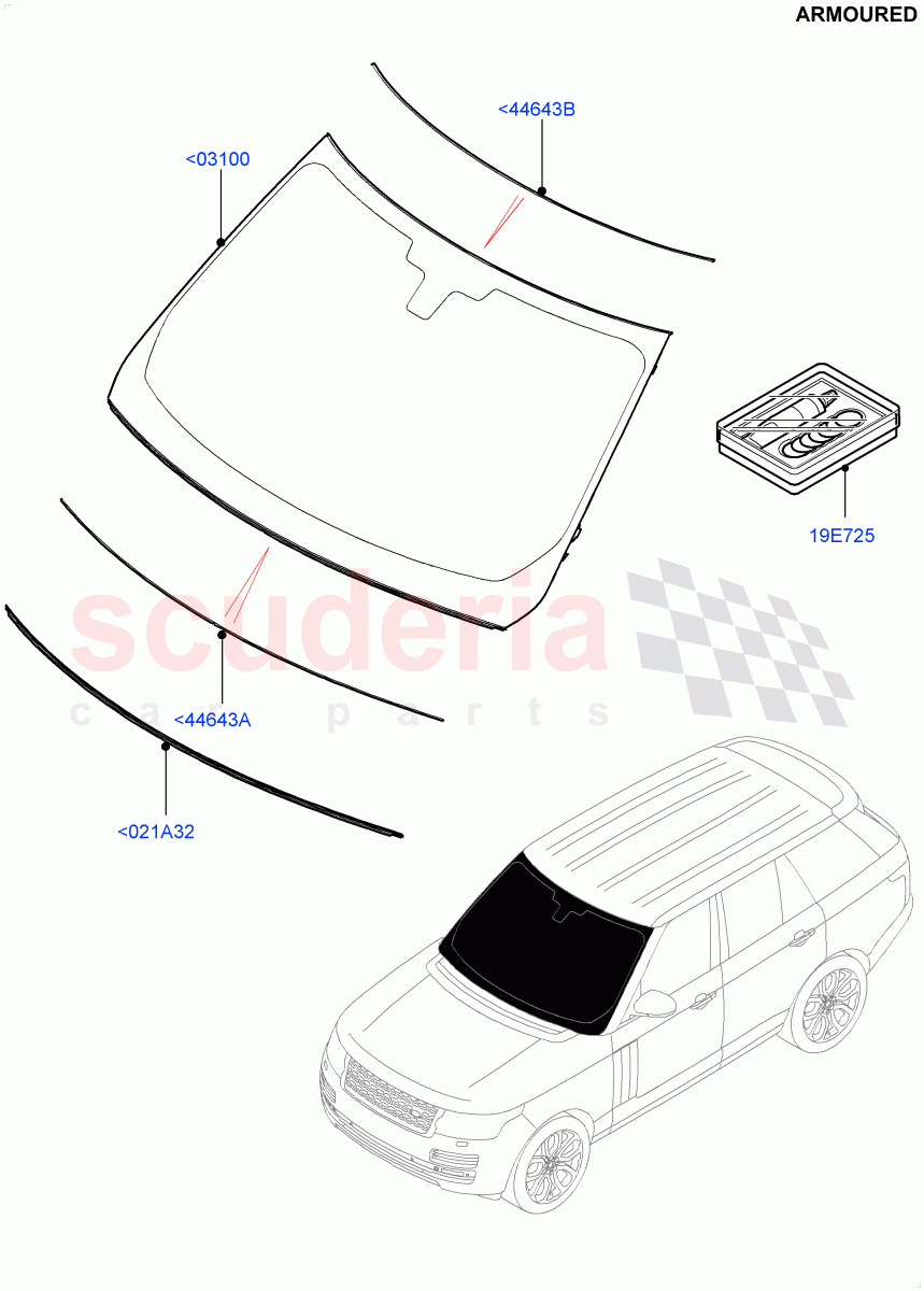 Windscreen/Inside Rear View Mirror(Armoured)((V)FROMEA000001) of Land Rover Land Rover Range Rover (2012-2021) [5.0 OHC SGDI NA V8 Petrol]