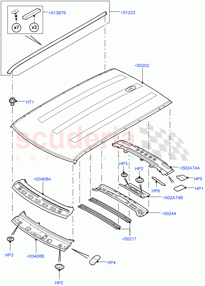 Roof - Sheet Metal(Less Panorama Roof) of Land Rover Land Rover Range Rover (2012-2021) [3.0 Diesel 24V DOHC TC]
