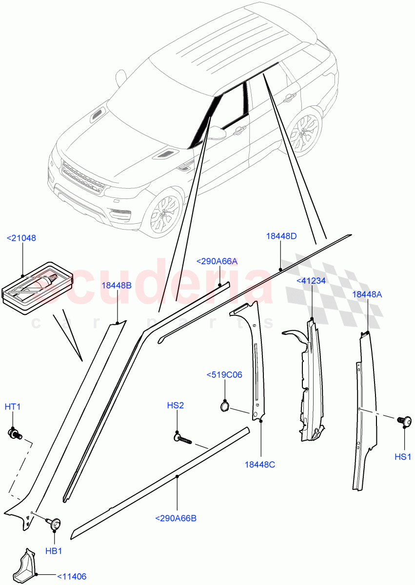 Front Doors, Hinges & Weatherstrips(Finishers) of Land Rover Land Rover Range Rover Sport (2014+) [3.0 Diesel 24V DOHC TC]