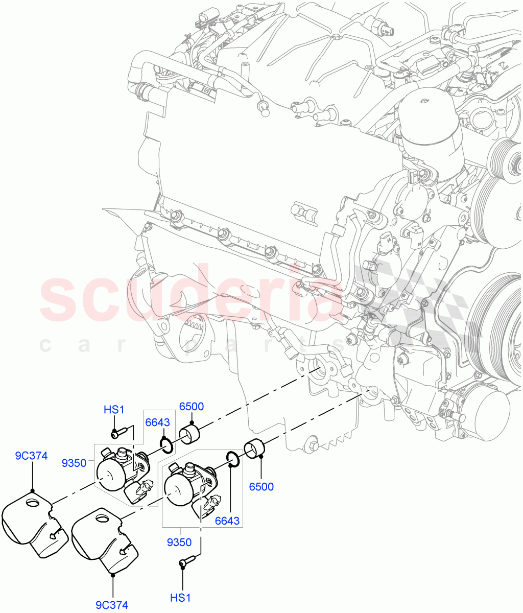 Fuel Injection Pump-Engine Mounted(Nitra Plant Build)(3.0L DOHC GDI SC V6 PETROL)((V)FROMK2000001) of Land Rover Land Rover Discovery 5 (2017+) [3.0 DOHC GDI SC V6 Petrol]